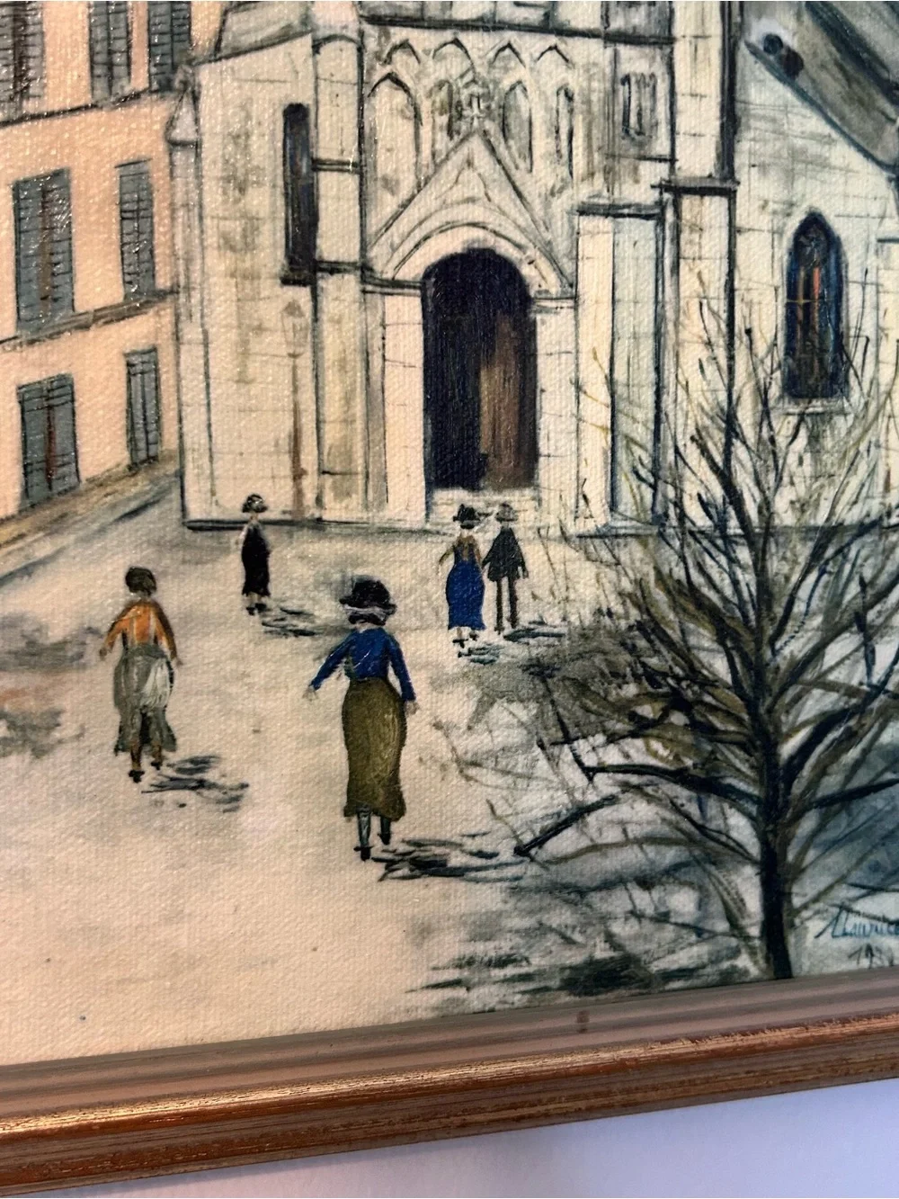 Vintage Maurice Utrillo 1939 Eglise De Royan Church Street Scene 22x10 Framed - Picture 2 of 10